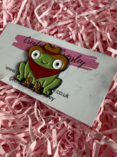 Load image into Gallery viewer, Cowboy Frog Pin Badge
