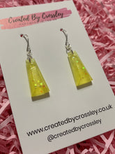 Load image into Gallery viewer, Yellow Glitter Dangle Resin Earrings
