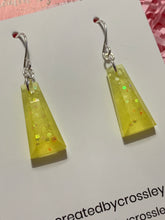 Load image into Gallery viewer, Yellow Glitter Dangle Resin Earrings
