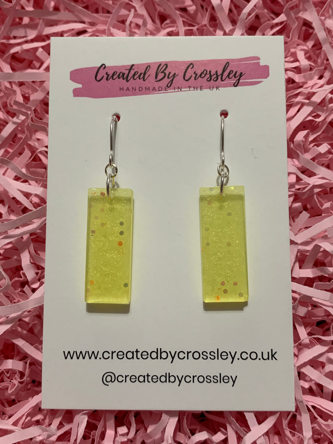 Yellow Rectangle Resin Earrings