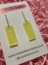 Load image into Gallery viewer, Yellow Rectangle Resin Earrings
