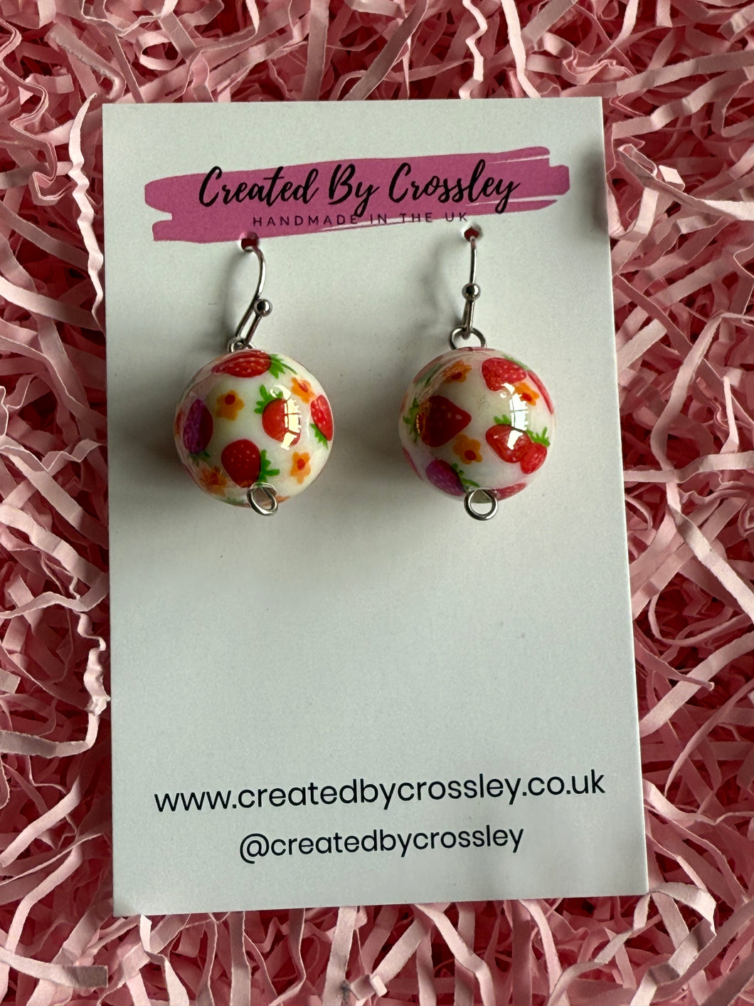 Strawberry Ball Charm Earrings