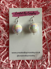 Load image into Gallery viewer, White Disco Ball Charm Earrings
