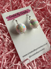 Load image into Gallery viewer, White Disco Ball Charm Earrings

