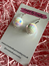 Load image into Gallery viewer, White Disco Ball Charm Earrings
