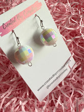 Load image into Gallery viewer, White Disco Ball Charm Earrings
