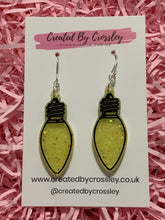 Load image into Gallery viewer, Yellow Sparkly Lightbulb Resin Earrings
