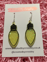 Load image into Gallery viewer, Yellow Sparkly Lightbulb Resin Earrings
