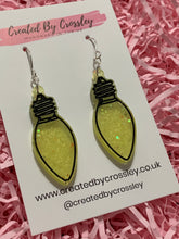 Load image into Gallery viewer, Yellow Sparkly Lightbulb Resin Earrings
