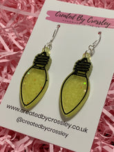 Load image into Gallery viewer, Yellow Sparkly Lightbulb Resin Earrings
