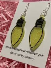 Load image into Gallery viewer, Yellow Sparkly Lightbulb Resin Earrings
