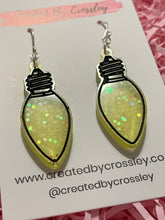 Load image into Gallery viewer, Yellow Sparkly Lightbulb Resin Earrings
