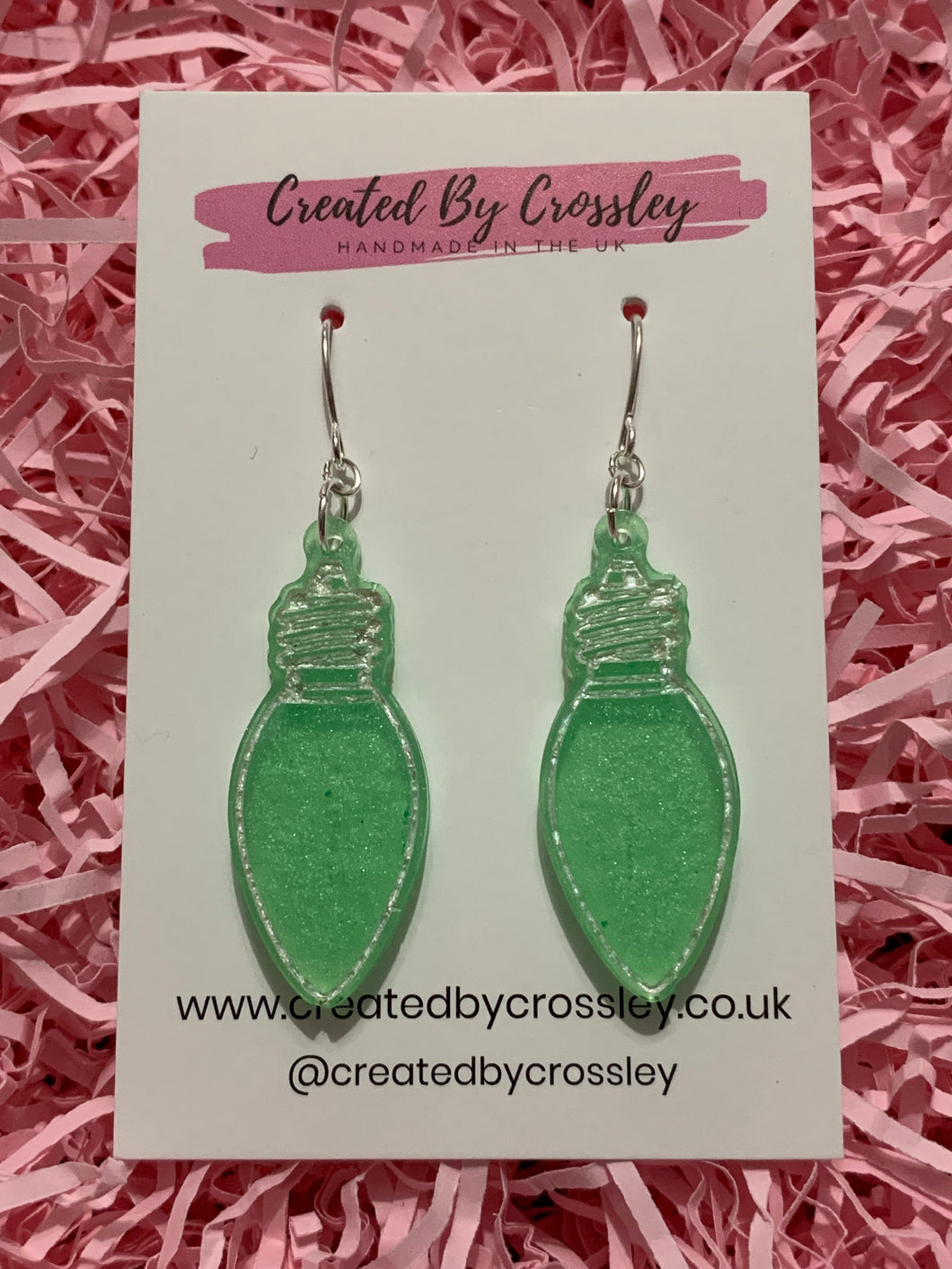 Green Lightbulb Resin Earrings