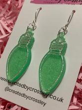 Load image into Gallery viewer, Green Lightbulb Resin Earrings
