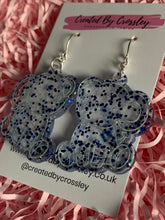 Load image into Gallery viewer, Blue Sparkly Elephant Resin Earrings
