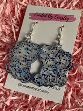 Load image into Gallery viewer, Blue Sparkly Elephant Resin Earrings
