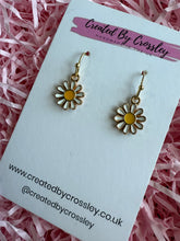 Load image into Gallery viewer, White Flower Charm Earrings
