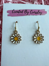 Load image into Gallery viewer, White Flower Charm Earrings

