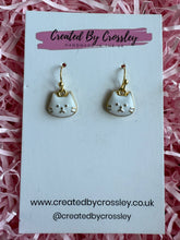 Load image into Gallery viewer, White Cat Charm Earrings
