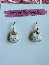 Load image into Gallery viewer, White Cat Charm Earrings
