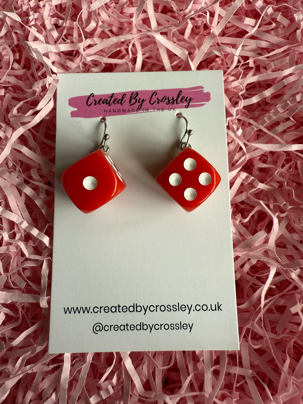 Red Dice Charm Earrings