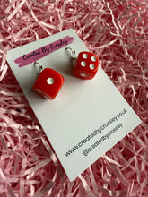 Load image into Gallery viewer, Red Dice Charm Earrings
