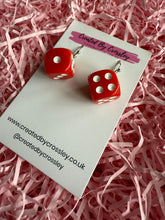 Load image into Gallery viewer, Red Dice Charm Earrings
