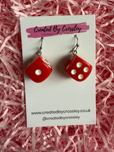 Load image into Gallery viewer, Red Dice Charm Earrings
