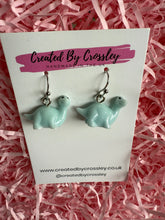 Load image into Gallery viewer, Mini Blue Dino Charm Earrings
