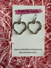 Load image into Gallery viewer, Barbed Wire Heart Charm Earrings
