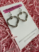 Load image into Gallery viewer, Barbed Wire Heart Charm Earrings
