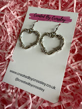 Load image into Gallery viewer, Barbed Wire Heart Charm Earrings
