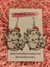 Load image into Gallery viewer, Christmas Cat Charm Earrings
