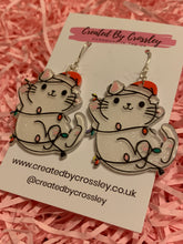 Load image into Gallery viewer, Christmas Cat Charm Earrings
