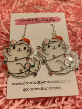 Load image into Gallery viewer, Christmas Cat Charm Earrings
