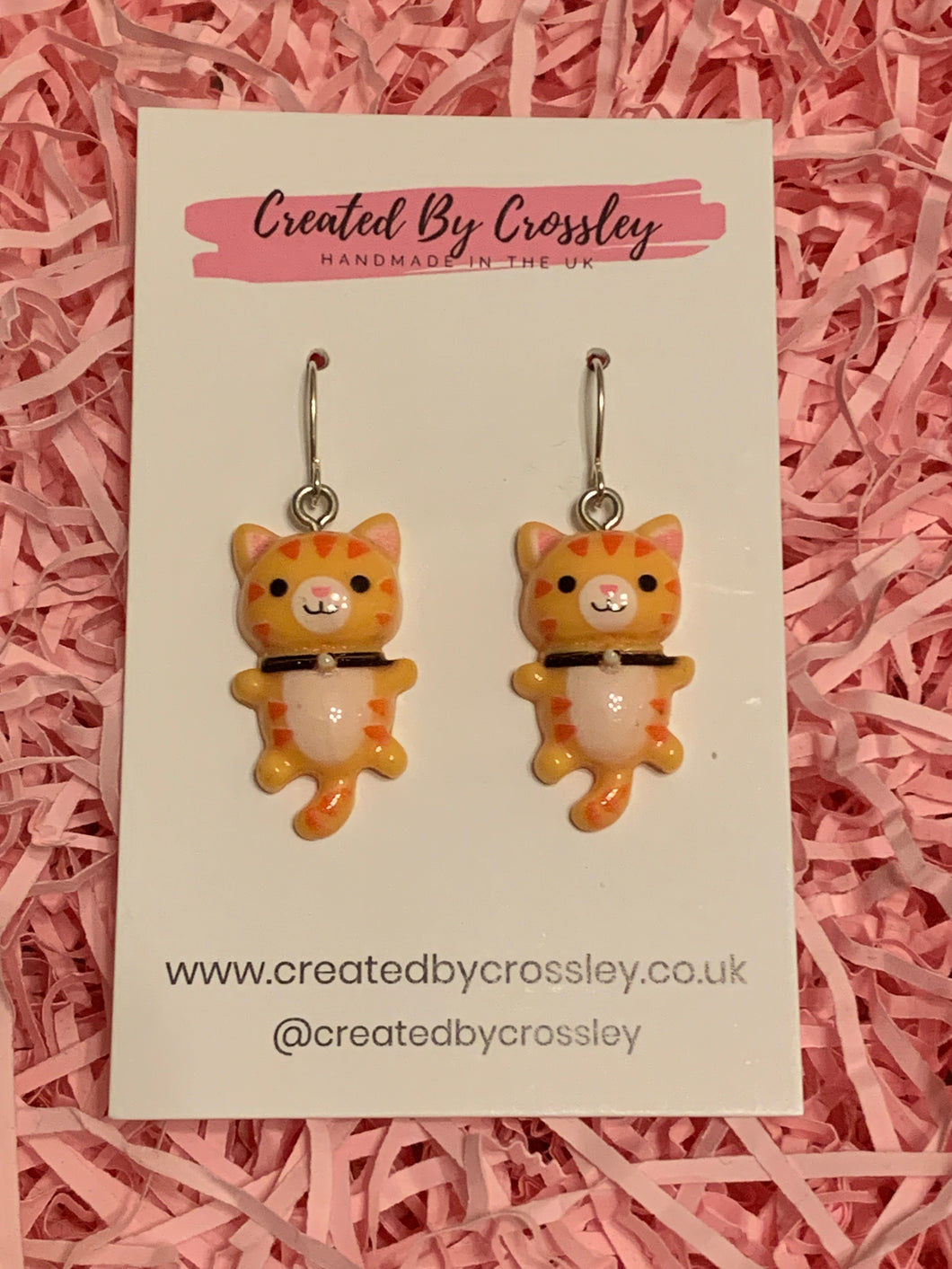 Orange Cat Charm Earrings