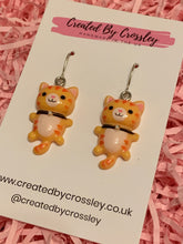 Load image into Gallery viewer, Orange Cat Charm Earrings
