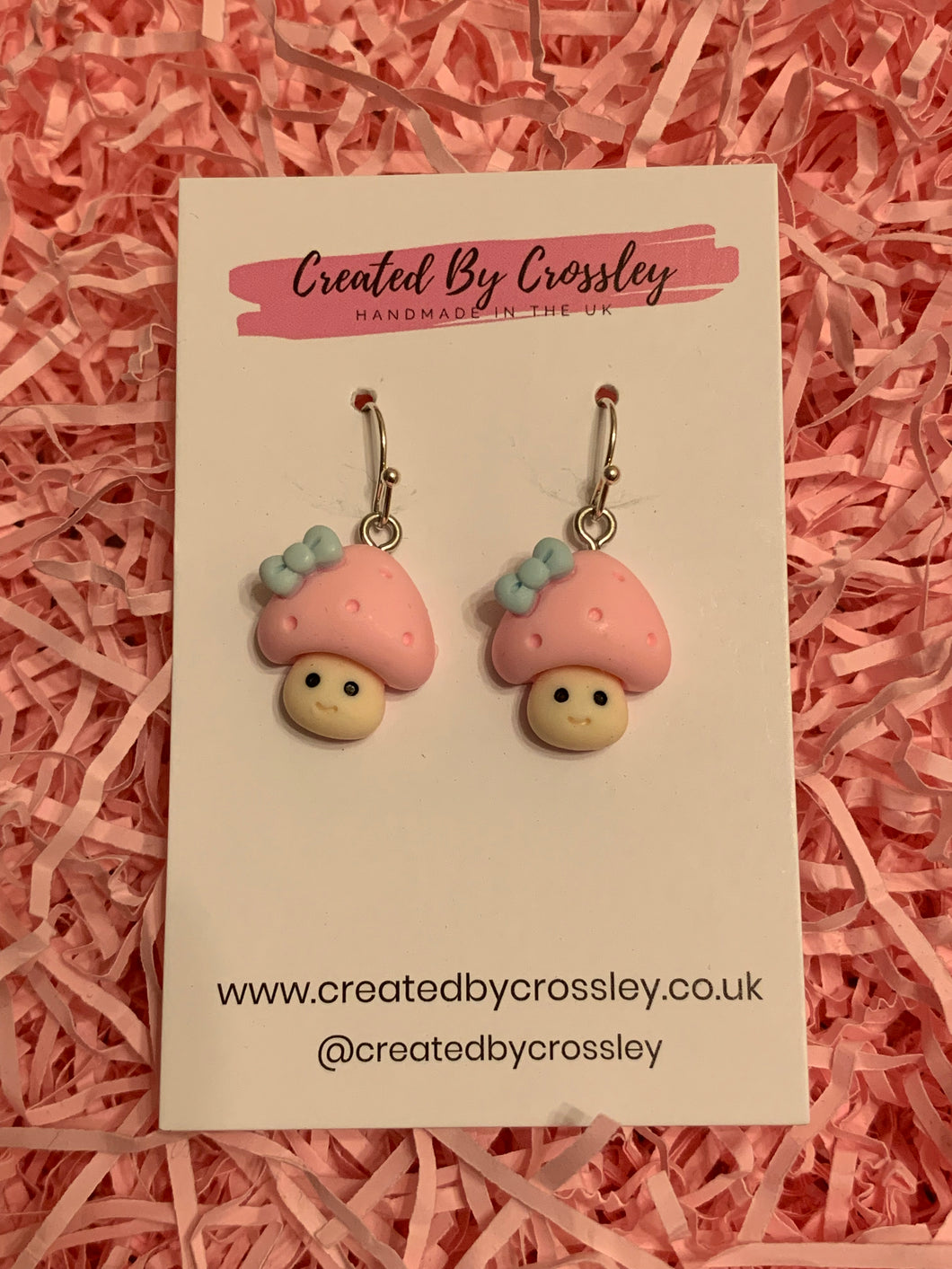 Pink Mushroom Charm Earrings