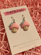 Load image into Gallery viewer, Pink Mushroom Charm Earrings
