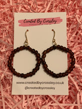 Load image into Gallery viewer, Brown Beaded Hoop Earrings
