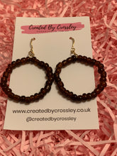 Load image into Gallery viewer, Brown Beaded Hoop Earrings
