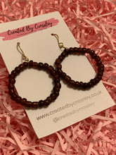 Load image into Gallery viewer, Brown Beaded Hoop Earrings
