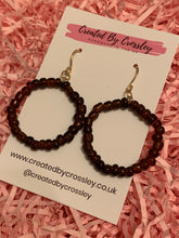 Load image into Gallery viewer, Brown Beaded Hoop Earrings
