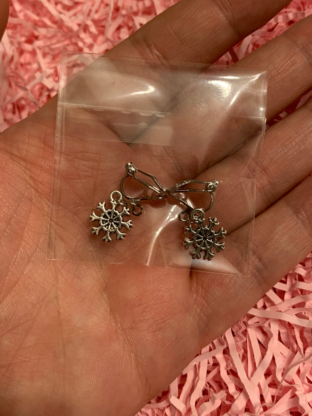 Mini Snowflake Clip On Earrings