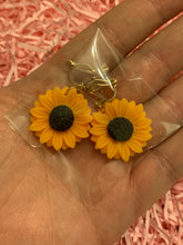 Load image into Gallery viewer, Orange Sunflower Clip On Earrings
