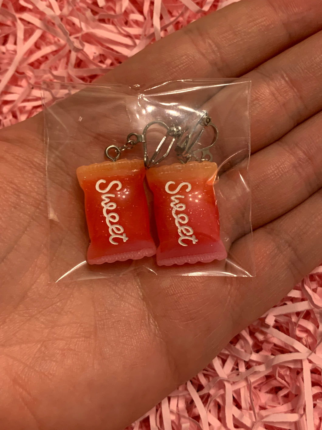 Sweets Bag Clip On Earrings