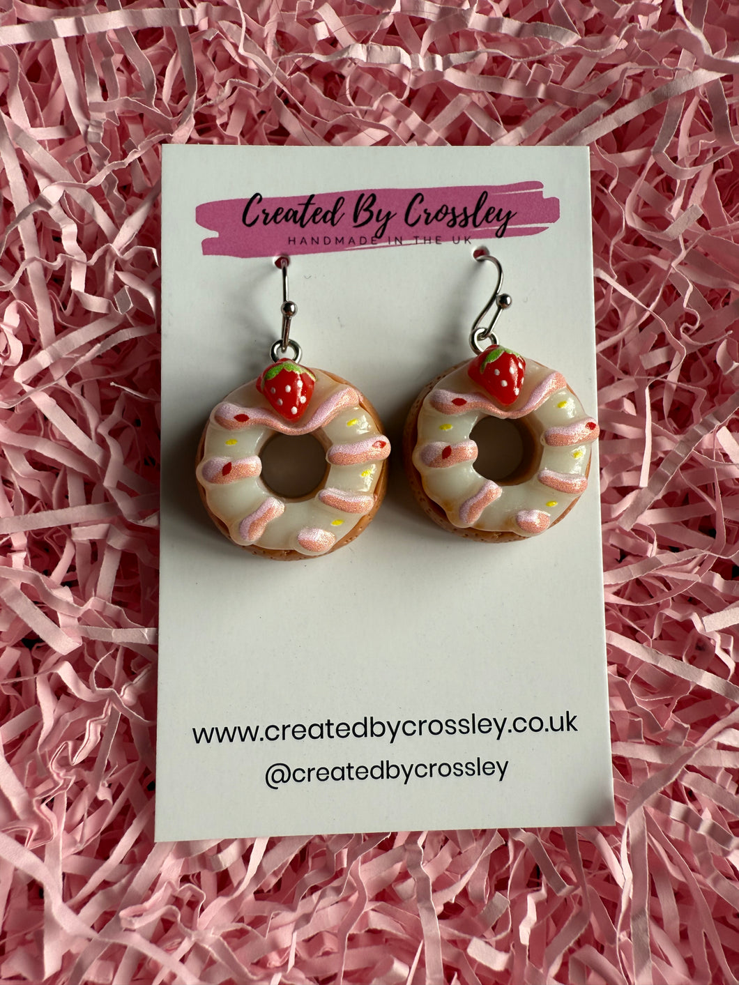 Strawberry Doughnut Charm Earrings