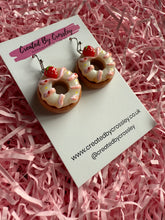 Load image into Gallery viewer, Strawberry Doughnut Charm Earrings
