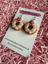 Load image into Gallery viewer, Strawberry Doughnut Charm Earrings
