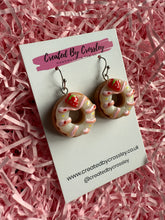 Load image into Gallery viewer, Strawberry Doughnut Charm Earrings
